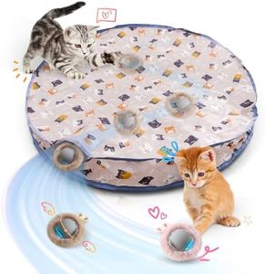 Lanfee Interactive Cat Toys for Indoor Cats, Automatic Motion Activated Moving Ball Hide and Seek Game for Indoor Exercise Kicker with 28 Inch Play Mat