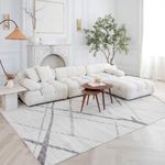 Rug Branch Savannah 8' x 10' (7'9" X 10'9") Abstract Indoor Area Rug, Contemporary, Beige Grey - Living Room, Bedroom, Dining Room, and Kitchen