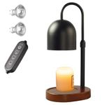 Candle Warmer Lamp with 2 Bulbs Electric Candle Warmer with Timer & Dimmer for Home Decor Wax Melt for Small Large Size Jar Candles Retro (black1)