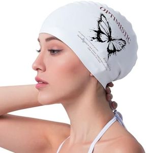 COPOZZ Women‘s Swim Cap for All Hair - Large, Comfortable Silicone Swimming Cap, Waterproof Design for Long, Short, Thick & Curly Hair | Secure & Comfortable Fit (Butterfly-12yrs+)
