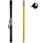 Firecore 16-Foot Aluminum Grade Rod - 8ths, 5 Sections Dual Sided Telescoping Leveling Rod with Bubble Level and Carrying Case - FLR500C