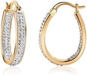 Barzel 18K Gold Plated Inside Out Crystal Hoop Earrings for Women (Gold)