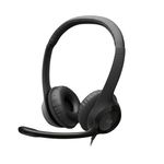 Logitech H390 Wired Headset for PC/Laptop, Stereo Headphones with Noise Cancelling Microphone, USB-A, In-Line Controls, Works with Chromebook - Black
