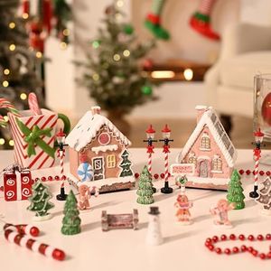 Valery Madelyn Christmas Village Set House Decorations, Battery Operated Christmas Gingerbread with Lights, Accessories Town Building Collection for Holiday Xmas Indoor Home DIY Tabletop (17 PCS)