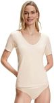 FALKE Women's Daily Climate Control Outlast® Scoop Neck Undershirt, Breathable, Egyptian Cotton, Skin-Friendly, Beige (Vale 4016), S, 1 Piece