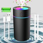 Humidifiers for Bedroom Portable Mini Humidifier with 7-color Lights, Auto Shut-Off Small Desk Humidifier [2 Mist Modes] Super Quiet USB Personal Humidifier for Bedroom, Car, Office, Travel, Plants