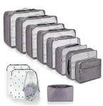 12 Pcs Packing Cubes for Suitcase 12 Sizes Suitcase Organizer Bags 12 Set Mesh Packing Cubes For Backpack (12 Gray)