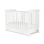 Ickle Bubba Snowdon Mini Cot Bed – Sleigh Style 4-in-1 Convertible Baby Cot to Toddler Bed with Adjustable Base & Under Drawer Storage (Cot Bed Only)