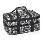 VP Home Double Casserole Insulated Travel Carry Bag (Black and White Flower) for Trip, Birthday Party, Mother's Day, Grocery Store, Supermarket, Outdoor Picnic etc.