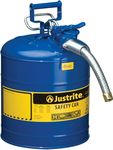 Justrite 7250330 AccuFlow 5 Gallon, 11.75" OD x 17.50" H Galvanized Steel Type II Blue Safety Can with 1" Flexible Spout