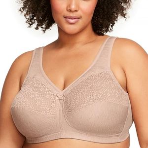 Glamorise Women's Plus Size MagicLift Moisture Control Bra Wirefree #1064, Café Heather, 46H