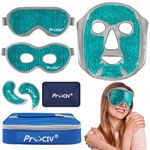 Cooling Eye Mask Gel Face Mask - Gel Beads Hot Cold Compress Reusable Ice Face Eye Mask, Under Eye Patches & Ice Pack Set, Cold Eye Mask for Sleeping Dark Circles Puffiness Dry Eye Headache (Blue)