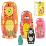 Animals Matryoshka Nesting Dolls - 5 Characters Cute Animal Pattern Russian Nesting Dolls for Gift and Decoration Lion Tiger Pig Monkey Bird YE03A