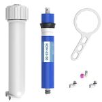 MewMore 50 GPD RO Membrane Filter with Housing, Replacement Reverse Osmosis Membrane Fit Home Under Sink RO Drinking Water Filter Purifier Filtration System with Wrench, 1/4" Fitting, Check Valve