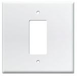 Oversized Metal Light Switch Plate 5.5” Jumbo 2 Gang | White Extra Large Double Gang Single Centered Rocker Outlet Cover (White)