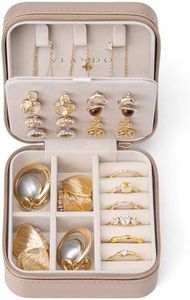 VLANDO Bridesmaid Proposal Gifts - Travel Jewelry Case, Small Travel Jewelry Organizer Box for Girls Women - Toffee