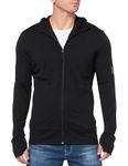 Icebreaker Men's Merino 260 Quantum Ls Zip Hoodie Hooded Sweatshirt, Black Iv, L