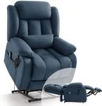Infinite Position Lay Flat Lift Recliner Chair for Adults, Dual Motor Power Lift Chair for Elderly with Massage & Heating, USB Ports, Remote Control & Lumbar Pillow, Linen Fabric (Denim Blue)