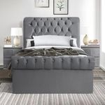 Blisswood Upholstered Ottoman Bed Single Bed Frame UKFR Velvet Dark Grey Ottoman Storage Bed With Gas Lift End Opening Wooden Slats With Storage Bed (3ft Single 90 x 190, No Mattress)