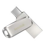 SanDisk 128GB Ultra Dual Drive Luxe, USB Type-C Flash Drive all-metal, up to 400MB/s with reversible USB Type-C and USB Type-A connectors, for smartphones, tablets, Macs and computers, Silver