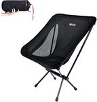 BOBVILLAGE Ultra-Light Folding Camping Chair, Cordura Fabric, Portable Compact Lawn Stool for Beach Travel Hiking Picnic Festival and All Outdoor Activities [Black, 2PK]