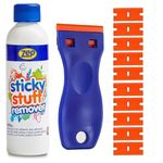Zep Sticky Stuff Remover With Plastic Scraper Tool & 10 Blades - 250ml Work As A Sticker Remover, Sticky Label Remover, Adhesive Remover, Car Sticker Remover And Much More