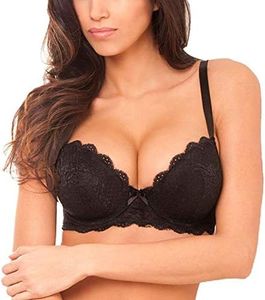 MIERSIDE Women's Black/Beige Plus size Lace Seduction Underwire Molded Demi Bra (AU 18F (US 40F), Black)