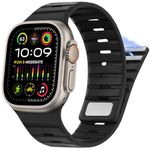 Suphart Compatible with Apple Watch Band 49mm 46mm 45mm 44mm 42mm 41mm 40mm 38mm, Magnetic Silicone Sport Strap for Apple Watch Ultra 2 Ultra SE Series 10 9 8 7 6 5 4 (49/46/45/44/42mm, Black）