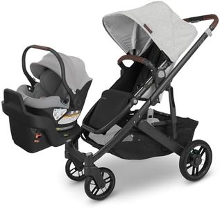 UPPAbaby Travel System, Includes Cruz V2 Stroller + Aria Lightweight Car Seat Combo - Toddler Seat, Rain Shield, Storage Bag, Car Seat, Base + Infant Insert Included – Anthony (White + Grey Chenille)