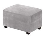 XGANGM Velvet Ottoman Covers Rectangle XL Large Stretch Ottoman Slipcover Extra Large/Small/Medium Footstool Slipcover Pouffe Cover Furniture Protector for Sofa Storage,light grey,XL