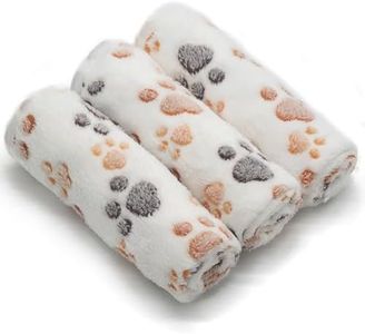 Rongyutech 1 Pack 3 Puppy Dog Blankets Super Soft Warm Sleep Mat Fluffy Premium Fleece Pet Blanket Flannel Throw for Dog Puppy Cat - White Paw Print Large(41"x31")