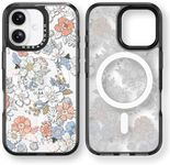 Rosarnnah Magnetic for iPhone 16 Magsafe Case Cute - Durable Shockproof 6.6 ft Drop Impact Phone Case - Black Funny Lovely Flower Design for iPhone 16 6.1"