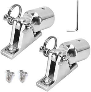 GaiRen Bimini Top Hardware, Deck Hinge with Quick Release Pin, Eye End Cap, 316 Stainless Steel Fits 1'' OD Round Tubing (2 Pair)