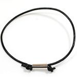Mens/Ladies Solid Silver Tube and Leather Anklet