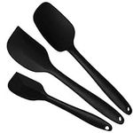 3PCS Black Silicone Spatulas, Heat Resistant Spatula Rubber Spatulas Mixing Spoons with Steel core Non-Stick Kitchen Utensils for Cooking, Baking and Mixing