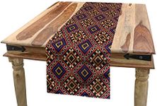 Ambesonne Ukrainian Table Runner, Traditional Design Cultural Ornament Pattern Vintage Geometrical, Dining Room Kitchen Rectangular Runner, 16" X 72", Purple Red