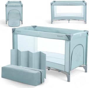 KikkaBoo SO Gifted Cuna de Viaje, hasta 15 kg, Parque Cuna 120x60 cm, 1 Nivel, Plegable, Ligera, Bolsa de Transporte, Compacta, Menta