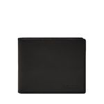 Fossil Derrick RFID Bifold with Folding ID, Black, Black