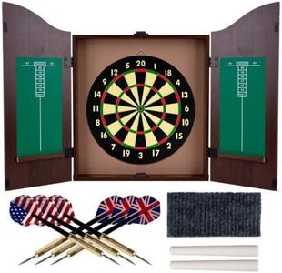 TG Dartboard Cabinet Set with Realistic Walnut Finish, brown, (15-DG910)