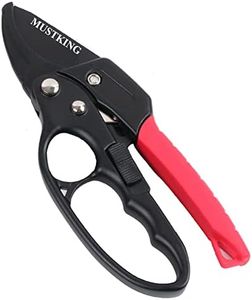 MUSTKING Garden clippers, premium German pruners, Work 3 times easier, profession ratcheting pruning shears, cutting rose, flower, hedge, stem, tree, Sharp gardening scissors, Arthritis weak hand snip