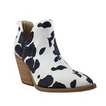 Kathaya Womens Booties with Cow Print Slip On Ankle Boots for Women Low Heel Suede Boot, V Cut Black, 8