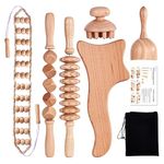 Yofuly 6 Pcs Wood Therapy Massage Tools, Professional Complete Maderotherapia Massager Roller Gua Sha Set Kit, for Body Shaping, Lymphatic Drainage, Muscle Pain Relief, Anti Cellulite