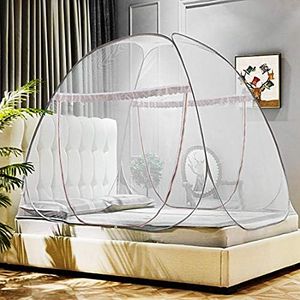 Omont Pop Up Bed Net Tent with Bottom, Folding Design Bed Canopy for Bedroom and Outdoor Trip,Easy to Install and Wash for Twin to King Size Bed (79 x71x59 inch)