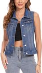 MISS MOLY Women Denim Vest Casual Sleeveless Basic Classic Jean Jacket Vest With Pockets Dark Blue XL