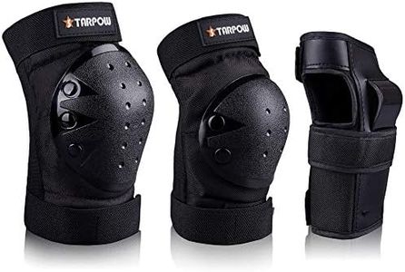 STARPOW Knee Pads for Kids/Adult Elbows Pads Wrist Guards 3 in 1 Protective Gear Set Set for Skateboarding, Roller Skating, Rollerblading, Snowboarding, Cycling(Black-L)