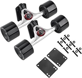 Camión del monopatín Camión de Longboard de la Alta Durabilidad con la Rueda del patín Perno de cojinete de la canalización Vertical 2pcs / Set(Silver Shaft Black Wheel)