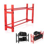 RCHUBAM Aluminum Alloy Tires Rack Wheels Tyre Storage Shelf for 1/18 TRX4M Bronco Defender 1/24 Axial SCX24 RC Car (Red)