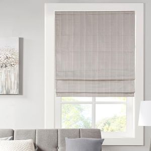 Madison Park Galen Cordless Roman Shades - Fabric Privacy Single Panel Darkening, Energy Efficient, Thermal Insulated Window Blind Treatment, for Bedroom, Living Room Decor, 33" x 64", Taupe