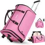DEVPNR Rolling Garment Bags for Travel, 59L Rolling Duffle Bag with Wheels and Shoe Compartment for Men and Women, 3 in 1 Carry on Convertible Travel Garment Bag with Wheels, Pink, 59L, Rolling