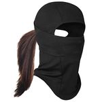 Venswell Balaclava Ski Face Mask Women with Ponytail Hole Snowboarding Motorcycle Cycling (8BC039-Black)